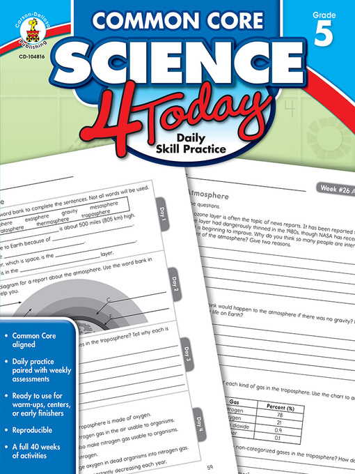 Title details for Common Core Science 4 Today, Grade 5: Daily Skill Practice by Carson Dellosa Education - Wait list